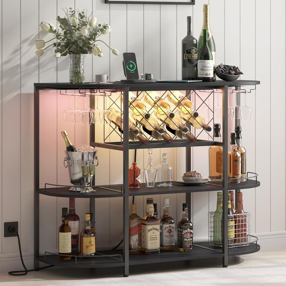 Home Bar And Kitchen - Meja Kopi 3-Tingkat Warna Hitam dengan