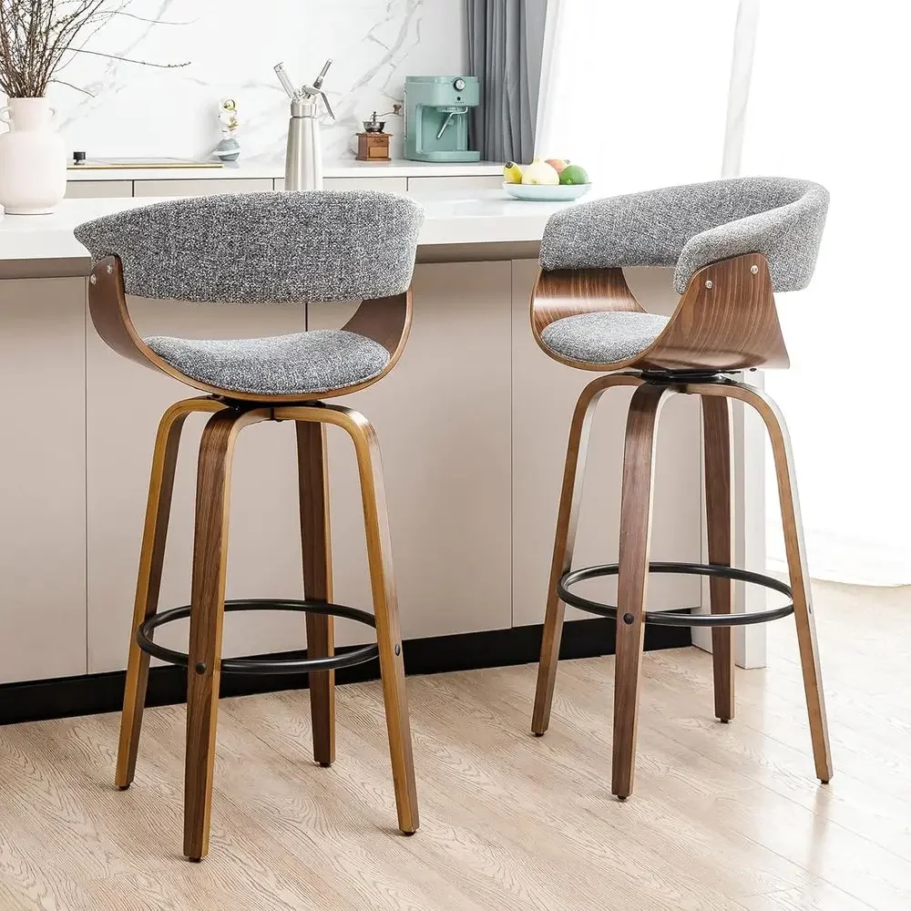 Home Bar Stools - Set 2 Kursi Bar Putar Kain