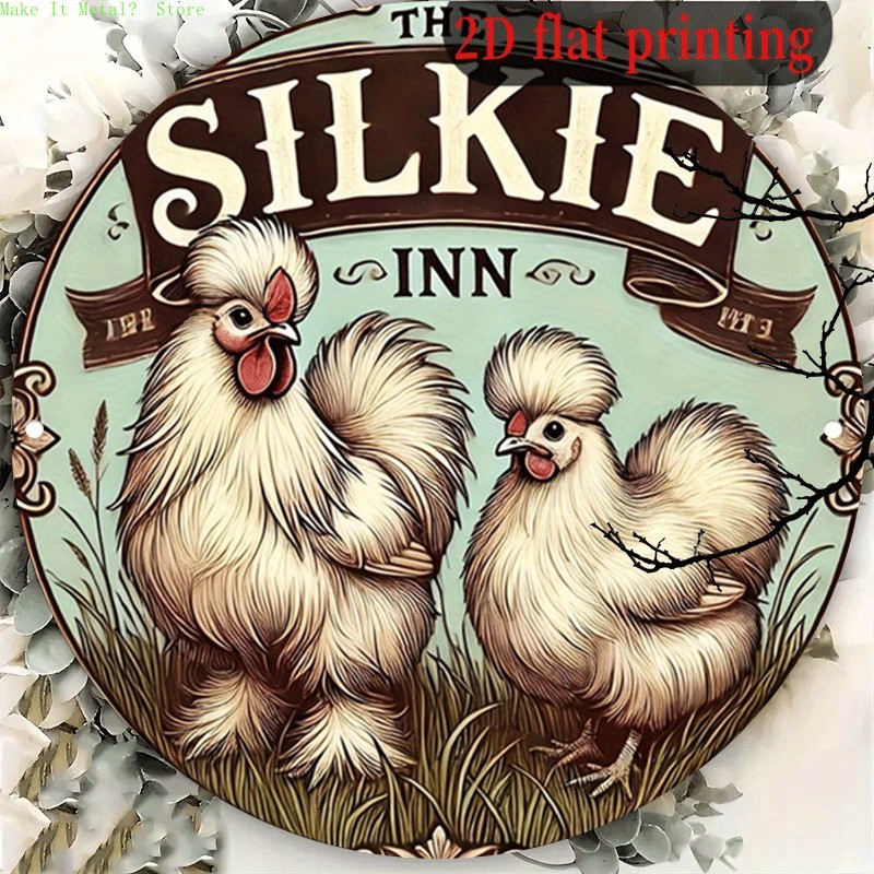 Home Bar And Kitchen - Papan Logam Bulat Vintage The Silkie