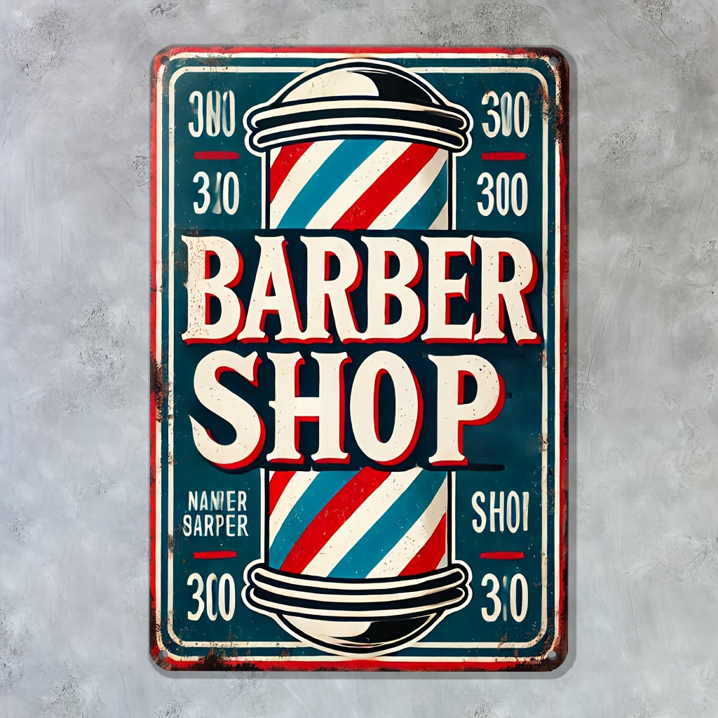 Home Barbershop - Seni Dinding Logam Tanda Barbershop -