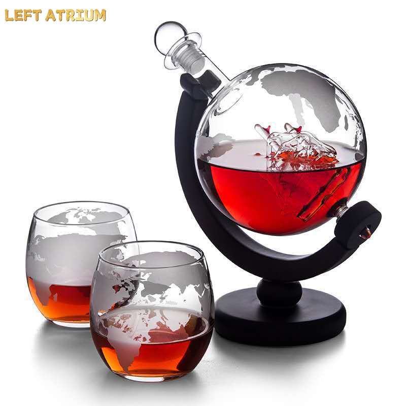 Decanter Globe Set - Dekanter berbentuk bola kaca, set wiski,