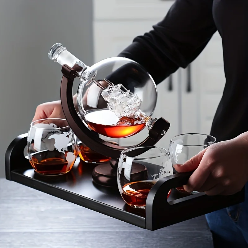 Decanter Globe Set - Botol Dekanter Wiski Bentuk Bola Dunia
