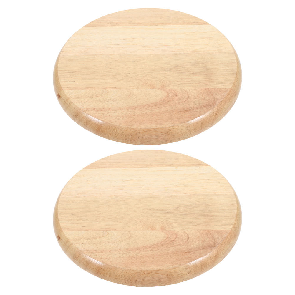 Home Bar Stools - 2 Buah Kursi Kayu Solid Bulat