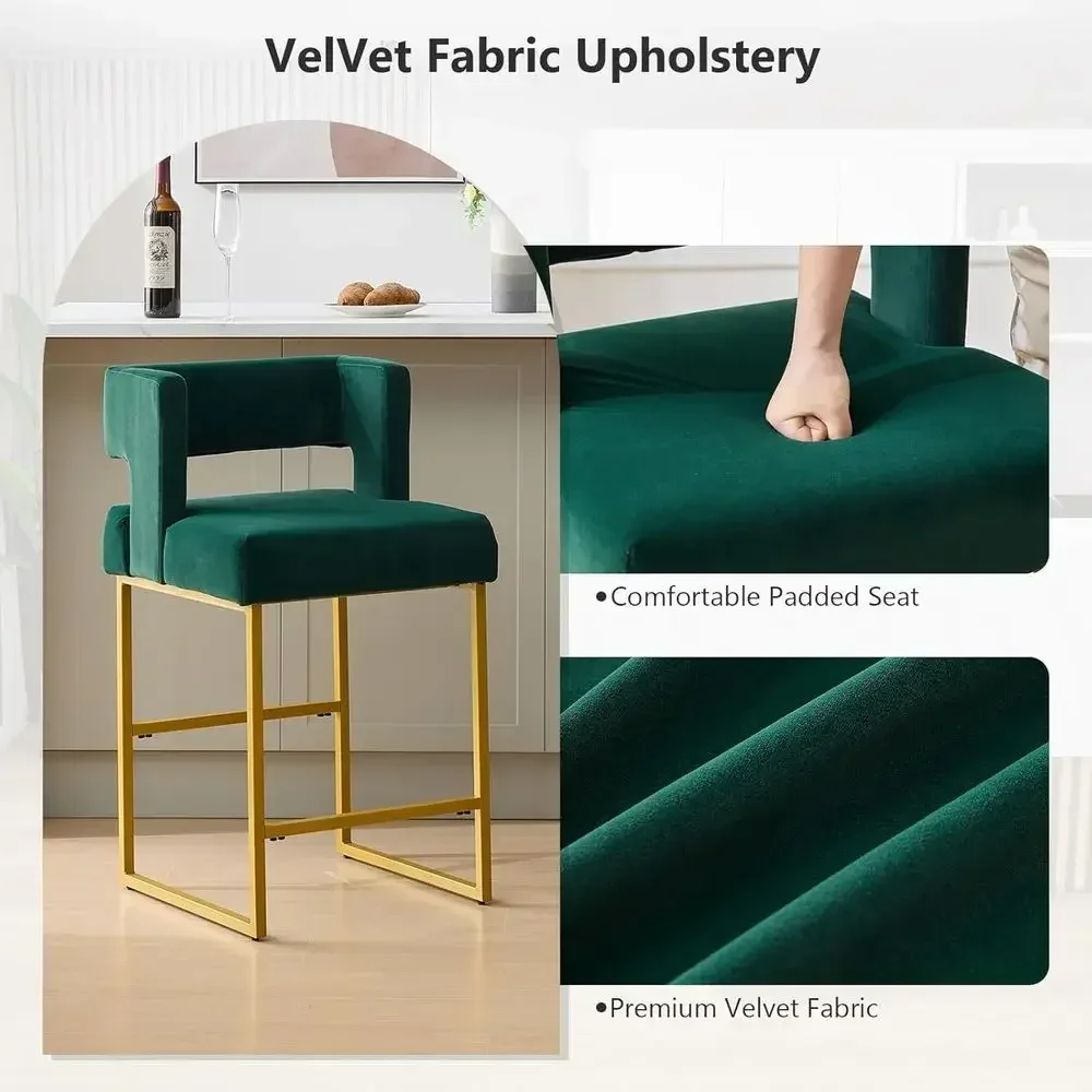 Set 2 Kursi Bar Beludru Hijau  - Home Bar Stools ulasan dan harga