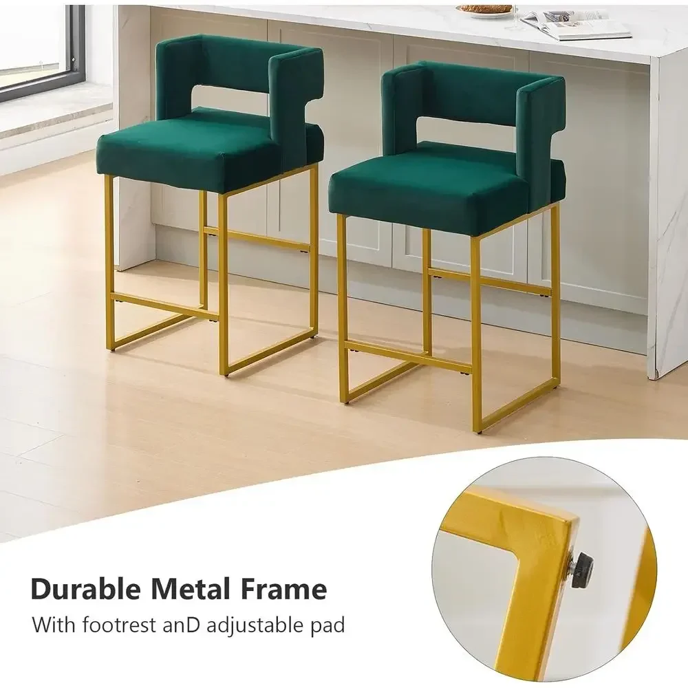 Set 2 Kursi Bar Beludru Hijau  - Home Bar Stools ulasan dan harga